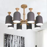 Candy Colored Goblet Chandelier Macaron Loft Wood Hanging Light for Kid Bedroom Clearhalo 'Ceiling Lights' 'Chandeliers' Lighting' options 68566