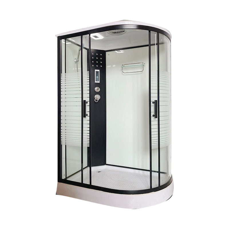 Modern Black Shower Stall Shower System Clear Glass Sliding Door Shower Enclosure Right Clearhalo 'Bathroom Remodel & Bathroom Fixtures' 'Home Improvement' 'home_improvement' 'home_improvement_shower_stalls_enclosures' 'Shower Stalls & Enclosures' 'shower_stalls_enclosures' 'Showers & Bathtubs' 6857892