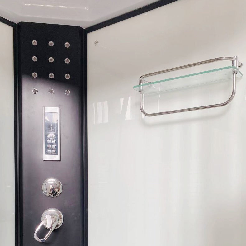 Modern Black Shower Stall Shower System Clear Glass Sliding Door Shower Enclosure Clearhalo 'Bathroom Remodel & Bathroom Fixtures' 'Home Improvement' 'home_improvement' 'home_improvement_shower_stalls_enclosures' 'Shower Stalls & Enclosures' 'shower_stalls_enclosures' 'Showers & Bathtubs' 6857897