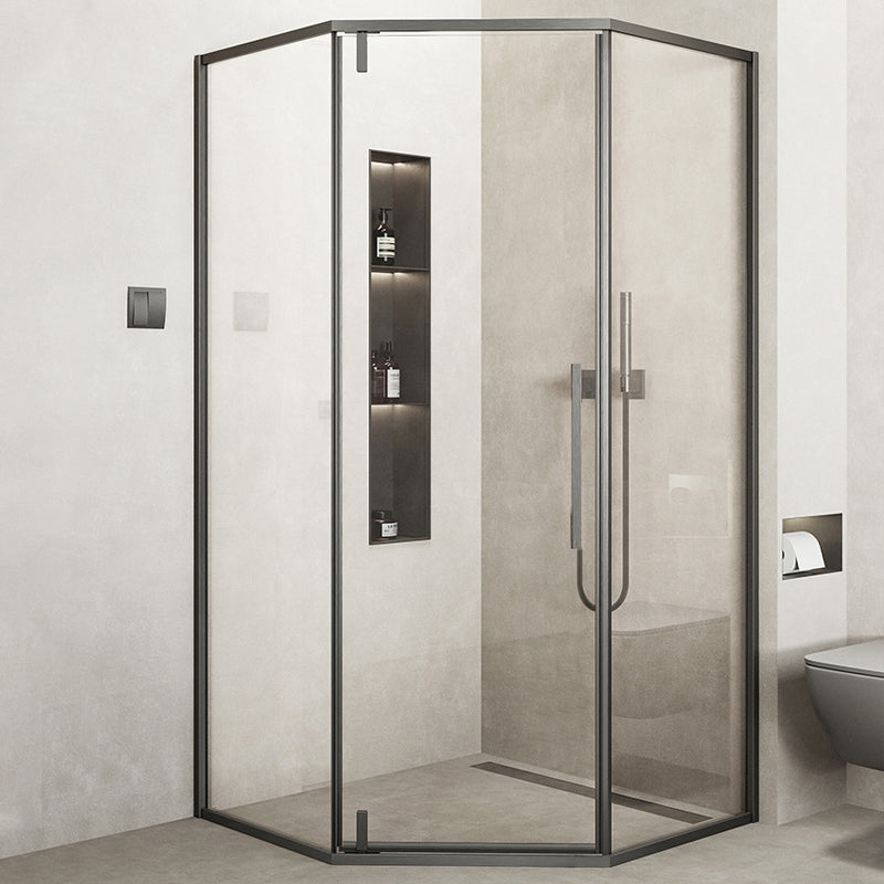 Neo-Angle Framed Shower Enclosure Easy Clean Glass Shower Enclosure Gray Clearhalo 'Bathroom Remodel & Bathroom Fixtures' 'Home Improvement' 'home_improvement' 'home_improvement_shower_stalls_enclosures' 'Shower Stalls & Enclosures' 'shower_stalls_enclosures' 'Showers & Bathtubs' 6857973