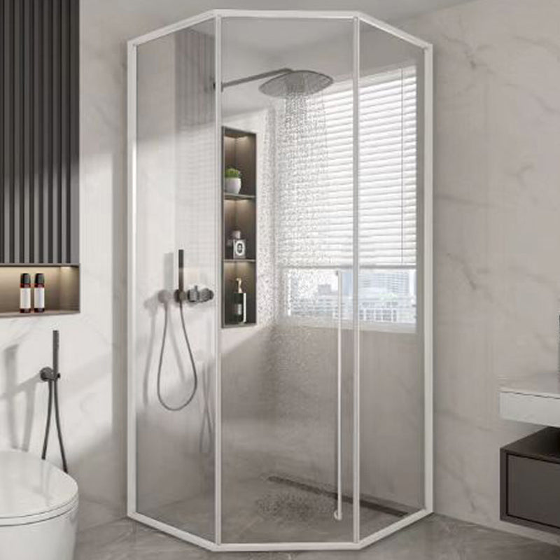 Framed Neo-Angle Shower Enclosure Clear Easy Clean Glass Shower Enclosure White Clearhalo 'Bathroom Remodel & Bathroom Fixtures' 'Home Improvement' 'home_improvement' 'home_improvement_shower_stalls_enclosures' 'Shower Stalls & Enclosures' 'shower_stalls_enclosures' 'Showers & Bathtubs' 6857988