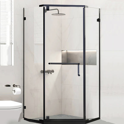 Neo-Angle Polished Glass Shower Enclosure Matt Black Frame Shower Stall 43.3"L x 47.2"W x 74.8"H Clearhalo 'Bathroom Remodel & Bathroom Fixtures' 'Home Improvement' 'home_improvement' 'home_improvement_shower_stalls_enclosures' 'Shower Stalls & Enclosures' 'shower_stalls_enclosures' 'Showers & Bathtubs' 6858005