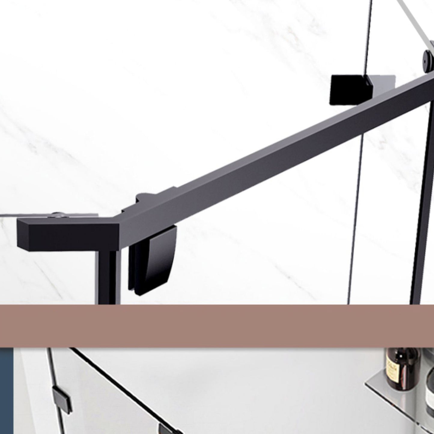 Neo-Angle Polished Glass Shower Enclosure Matt Black Frame Shower Stall Clearhalo 'Bathroom Remodel & Bathroom Fixtures' 'Home Improvement' 'home_improvement' 'home_improvement_shower_stalls_enclosures' 'Shower Stalls & Enclosures' 'shower_stalls_enclosures' 'Showers & Bathtubs' 6858011