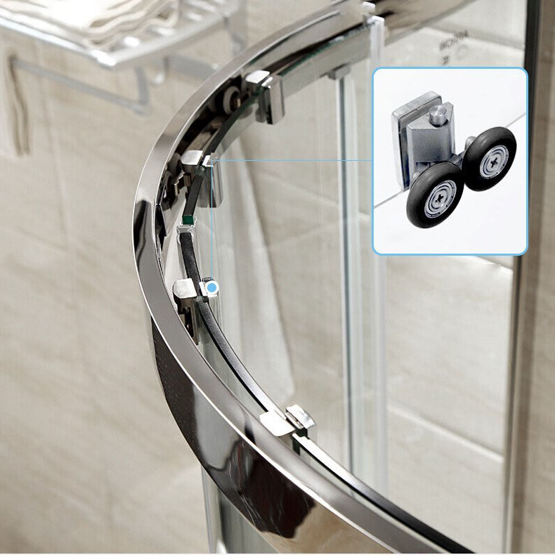 Modern Shower Stall Tempered Glass Easy Clean Glass Double Sliding Corner Shower Kit Clearhalo 'Bathroom Remodel & Bathroom Fixtures' 'Home Improvement' 'home_improvement' 'home_improvement_shower_stalls_enclosures' 'Shower Stalls & Enclosures' 'shower_stalls_enclosures' 'Showers & Bathtubs' 6858083