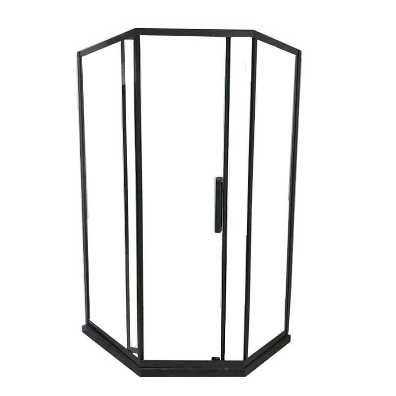 Modern Clear Glass Double Sliding Shower Enclosure Framed Shower Enclosure Black Clearhalo 'Bathroom Remodel & Bathroom Fixtures' 'Home Improvement' 'home_improvement' 'home_improvement_shower_stalls_enclosures' 'Shower Stalls & Enclosures' 'shower_stalls_enclosures' 'Showers & Bathtubs' 6858095