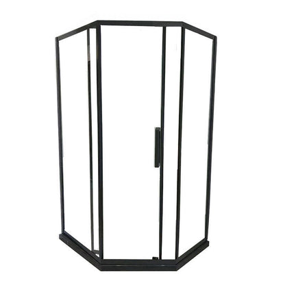 Modern Clear Glass Double Sliding Shower Enclosure Framed Shower Enclosure Black Clearhalo 'Bathroom Remodel & Bathroom Fixtures' 'Home Improvement' 'home_improvement' 'home_improvement_shower_stalls_enclosures' 'Shower Stalls & Enclosures' 'shower_stalls_enclosures' 'Showers & Bathtubs' 6858095