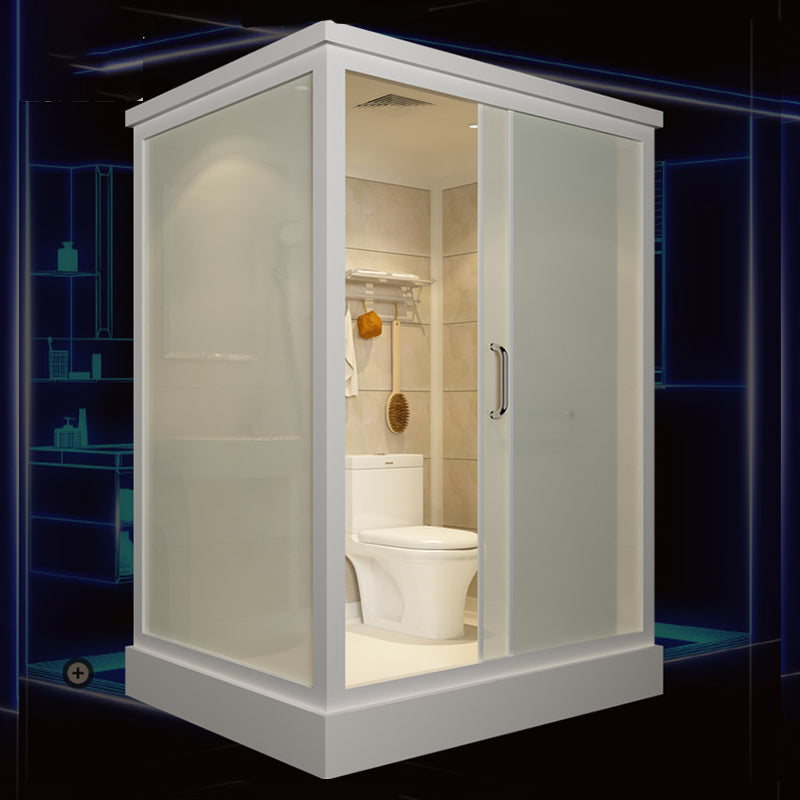 Contemporary Framed Shower Stall Frosted Shower Stall with Ceiling White 55"L x 43"W x 87"H Clearhalo 'Bathroom Remodel & Bathroom Fixtures' 'Home Improvement' 'home_improvement' 'home_improvement_shower_stalls_enclosures' 'Shower Stalls & Enclosures' 'shower_stalls_enclosures' 'Showers & Bathtubs' 6858129