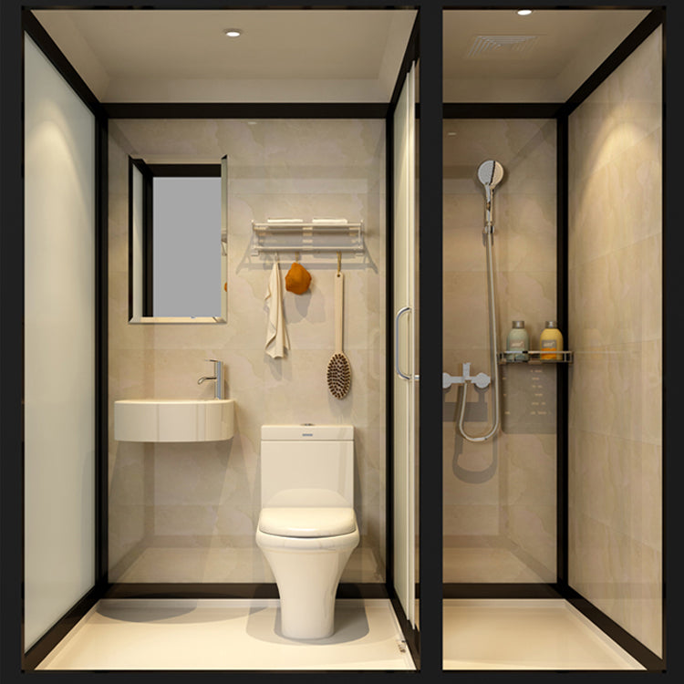 Contemporary Framed Shower Stall Frosted Shower Stall with Ceiling Clearhalo 'Bathroom Remodel & Bathroom Fixtures' 'Home Improvement' 'home_improvement' 'home_improvement_shower_stalls_enclosures' 'Shower Stalls & Enclosures' 'shower_stalls_enclosures' 'Showers & Bathtubs' 6858132