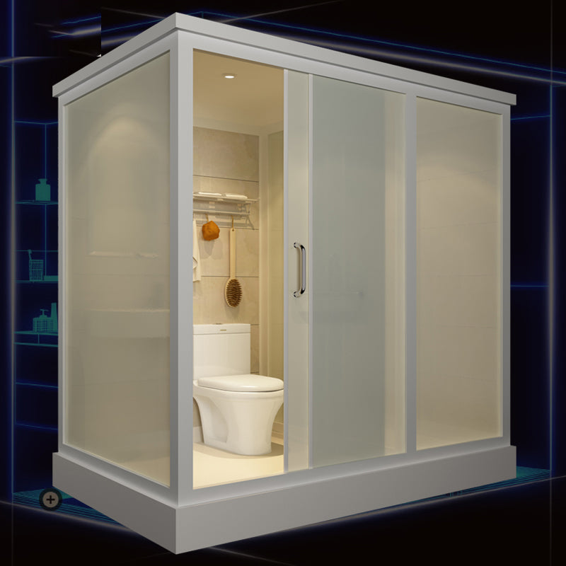 Contemporary Framed Shower Stall Frosted Shower Stall with Ceiling White 75"L x 47"W x 87"H Clearhalo 'Bathroom Remodel & Bathroom Fixtures' 'Home Improvement' 'home_improvement' 'home_improvement_shower_stalls_enclosures' 'Shower Stalls & Enclosures' 'shower_stalls_enclosures' 'Showers & Bathtubs' 6858133