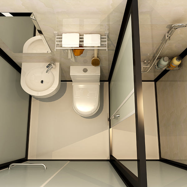 Contemporary Framed Shower Stall Frosted Shower Stall with Ceiling Clearhalo 'Bathroom Remodel & Bathroom Fixtures' 'Home Improvement' 'home_improvement' 'home_improvement_shower_stalls_enclosures' 'Shower Stalls & Enclosures' 'shower_stalls_enclosures' 'Showers & Bathtubs' 6858134