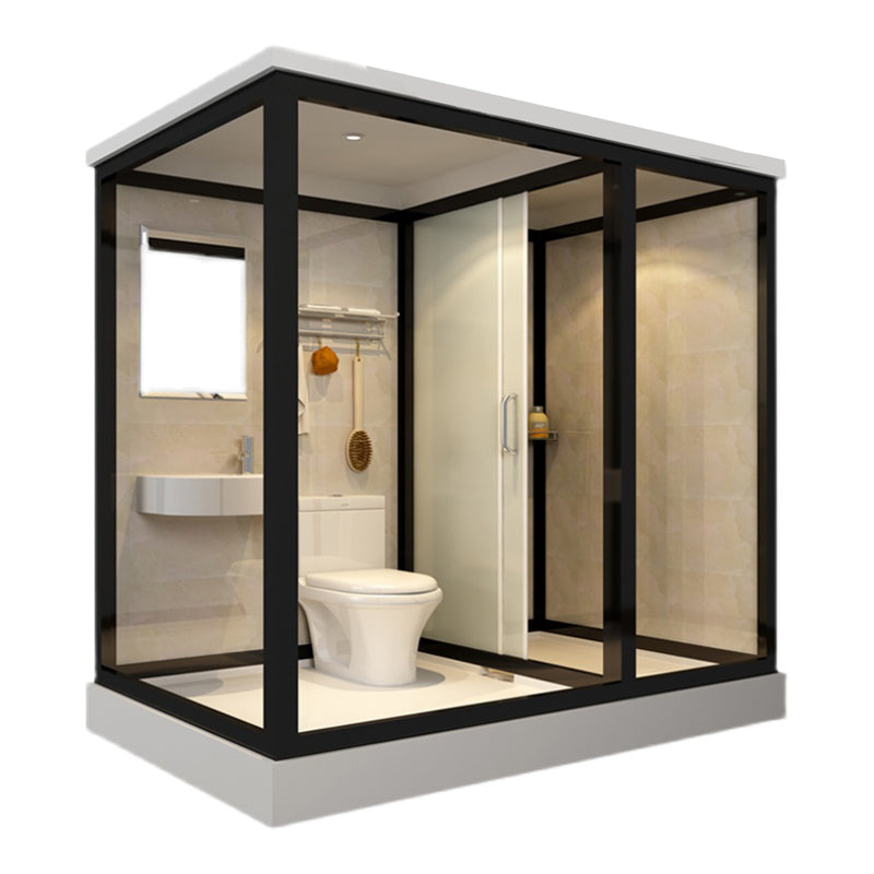 Contemporary Framed Shower Stall Frosted Shower Stall with Ceiling Clearhalo 'Bathroom Remodel & Bathroom Fixtures' 'Home Improvement' 'home_improvement' 'home_improvement_shower_stalls_enclosures' 'Shower Stalls & Enclosures' 'shower_stalls_enclosures' 'Showers & Bathtubs' 6858135
