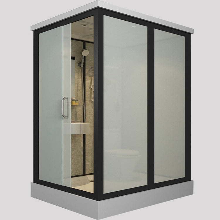 Contemporary Framed Shower Stall Frosted Shower Stall with Ceiling Clearhalo 'Bathroom Remodel & Bathroom Fixtures' 'Home Improvement' 'home_improvement' 'home_improvement_shower_stalls_enclosures' 'Shower Stalls & Enclosures' 'shower_stalls_enclosures' 'Showers & Bathtubs' 6858141