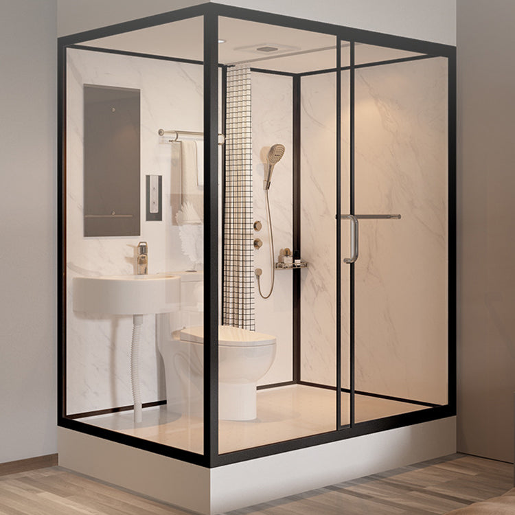 Tempered Glass Shower Stall with Shower Base Rectangle Shower Stall Clearhalo 'Bathroom Remodel & Bathroom Fixtures' 'Home Improvement' 'home_improvement' 'home_improvement_shower_stalls_enclosures' 'Shower Stalls & Enclosures' 'shower_stalls_enclosures' 'Showers & Bathtubs' 6858197