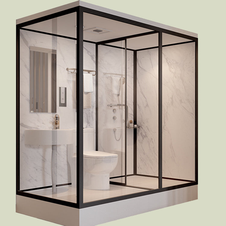 Tempered Glass Shower Stall with Shower Base Rectangle Shower Stall Clearhalo 'Bathroom Remodel & Bathroom Fixtures' 'Home Improvement' 'home_improvement' 'home_improvement_shower_stalls_enclosures' 'Shower Stalls & Enclosures' 'shower_stalls_enclosures' 'Showers & Bathtubs' 6858199