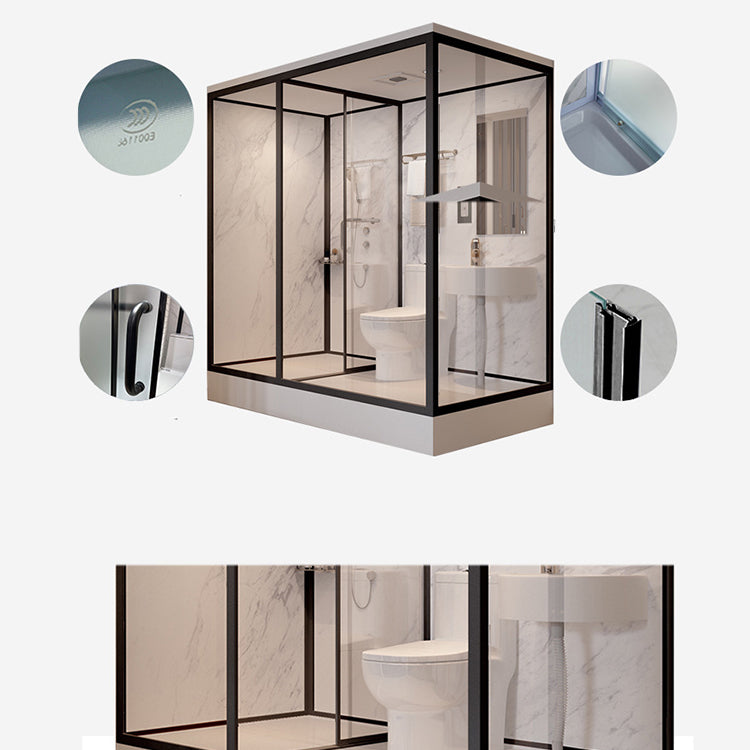 Tempered Glass Shower Stall with Shower Base Rectangle Shower Stall Clearhalo 'Bathroom Remodel & Bathroom Fixtures' 'Home Improvement' 'home_improvement' 'home_improvement_shower_stalls_enclosures' 'Shower Stalls & Enclosures' 'shower_stalls_enclosures' 'Showers & Bathtubs' 6858201