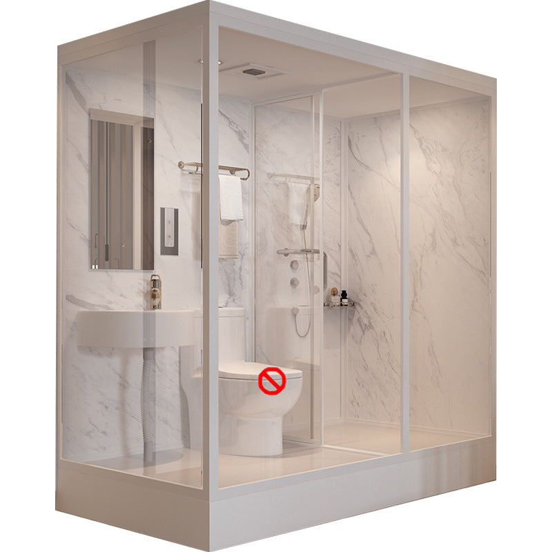 Tempered Glass Shower Stall with Shower Base Rectangle Shower Stall 47"L x 75"W x 85"H Toilet Not Included White Clearhalo 'Bathroom Remodel & Bathroom Fixtures' 'Home Improvement' 'home_improvement' 'home_improvement_shower_stalls_enclosures' 'Shower Stalls & Enclosures' 'shower_stalls_enclosures' 'Showers & Bathtubs' 6858203
