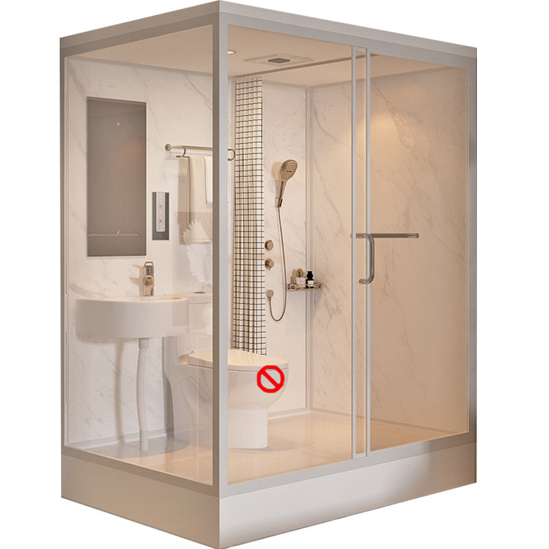 Tempered Glass Shower Stall with Shower Base Rectangle Shower Stall 47"L x 67"W x 85"H Toilet Not Included White Clearhalo 'Bathroom Remodel & Bathroom Fixtures' 'Home Improvement' 'home_improvement' 'home_improvement_shower_stalls_enclosures' 'Shower Stalls & Enclosures' 'shower_stalls_enclosures' 'Showers & Bathtubs' 6858210