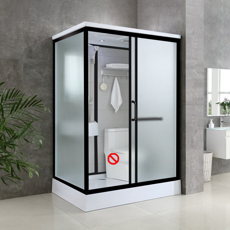 Tempered Glass Shower Stall with Shower Base Rectangle Shower Stall 43.3"L x 55.1"W x 84.6"H Toilet Not Included Black Clearhalo 'Bathroom Remodel & Bathroom Fixtures' 'Home Improvement' 'home_improvement' 'home_improvement_shower_stalls_enclosures' 'Shower Stalls & Enclosures' 'shower_stalls_enclosures' 'Showers & Bathtubs' 6858215