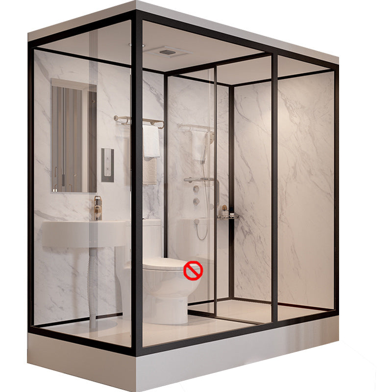 Tempered Glass Shower Stall with Shower Base Rectangle Shower Stall 47"L x 75"W x 85"H Toilet Not Included Black Clearhalo 'Bathroom Remodel & Bathroom Fixtures' 'Home Improvement' 'home_improvement' 'home_improvement_shower_stalls_enclosures' 'Shower Stalls & Enclosures' 'shower_stalls_enclosures' 'Showers & Bathtubs' 6858217