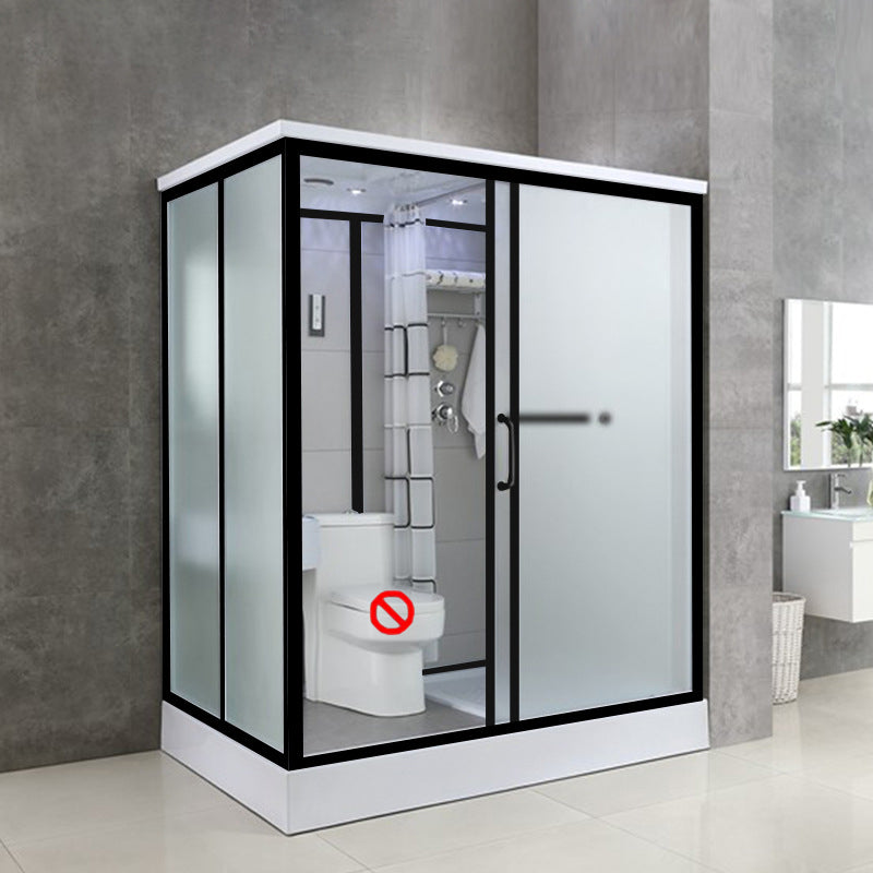 Tempered Glass Shower Stall with Shower Base Rectangle Shower Stall 47"L x 55"W x 85"H Toilet Not Included Black Clearhalo 'Bathroom Remodel & Bathroom Fixtures' 'Home Improvement' 'home_improvement' 'home_improvement_shower_stalls_enclosures' 'Shower Stalls & Enclosures' 'shower_stalls_enclosures' 'Showers & Bathtubs' 6858219