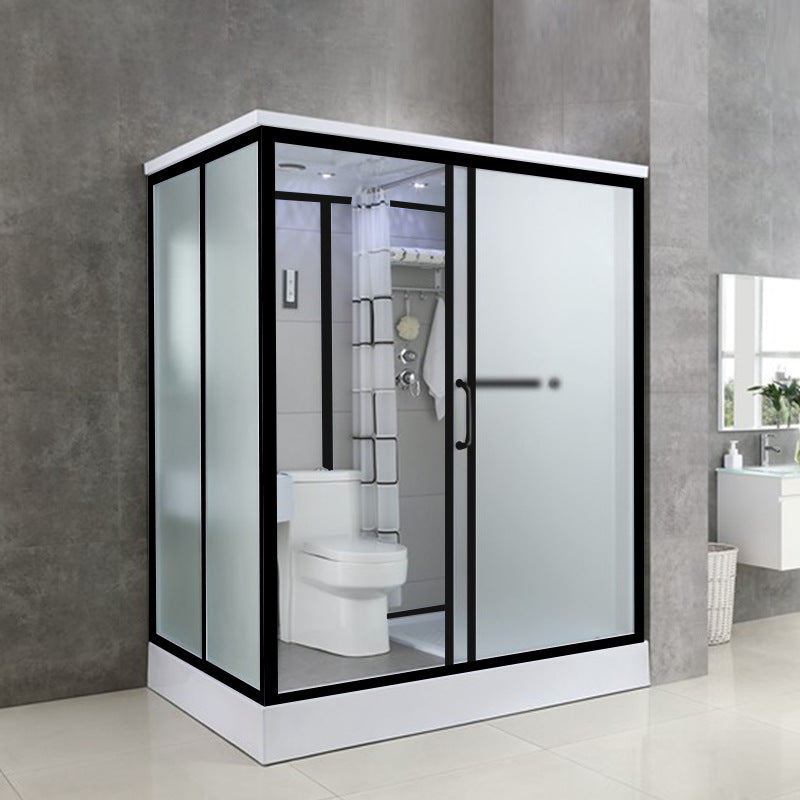Tempered Glass Shower Stall with Shower Base Rectangle Shower Stall 47"L x 55"W x 85"H Toilet Included Black Clearhalo 'Bathroom Remodel & Bathroom Fixtures' 'Home Improvement' 'home_improvement' 'home_improvement_shower_stalls_enclosures' 'Shower Stalls & Enclosures' 'shower_stalls_enclosures' 'Showers & Bathtubs' 6858222