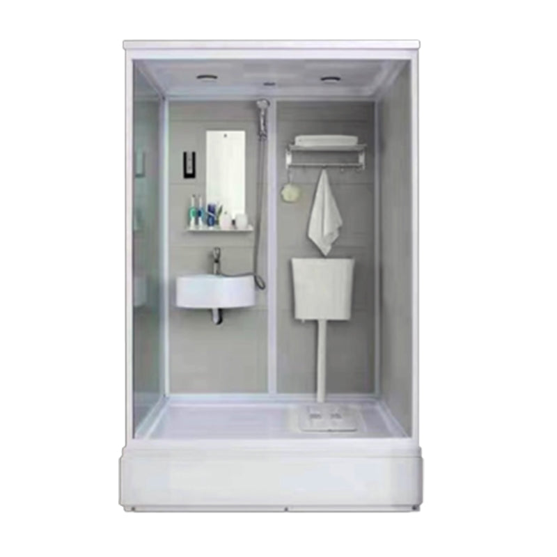 Tempered Glass Single Sliding Shower Enclosure White One Piece Frame Shower Enclosure Clearhalo 'Bathroom Remodel & Bathroom Fixtures' 'Home Improvement' 'home_improvement' 'home_improvement_shower_stalls_enclosures' 'Shower Stalls & Enclosures' 'shower_stalls_enclosures' 'Showers & Bathtubs' 6858310