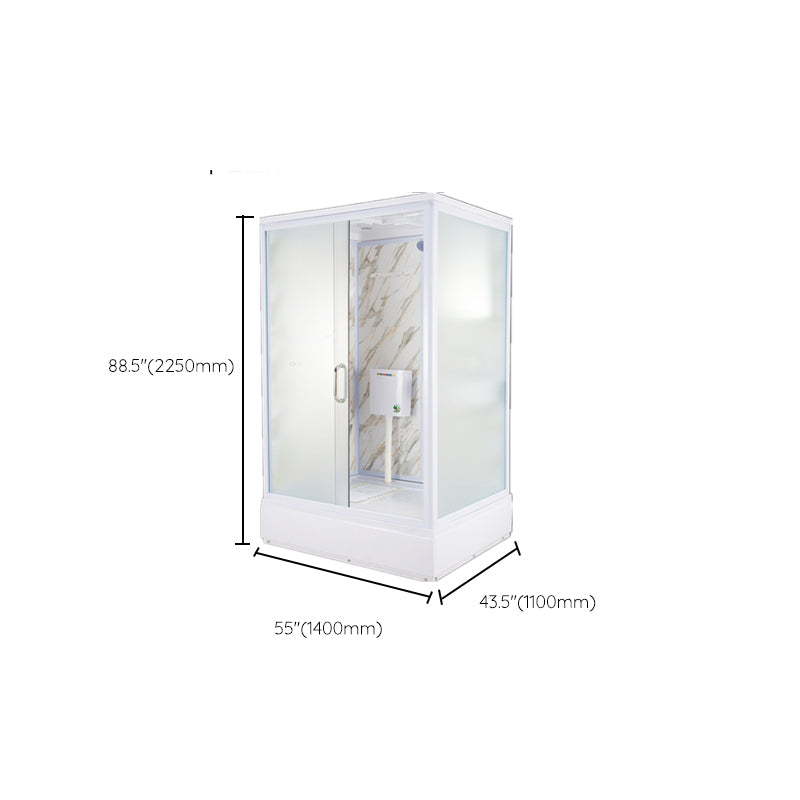 Tempered Glass Single Sliding Shower Enclosure White One Piece Frame Shower Enclosure Clearhalo 'Bathroom Remodel & Bathroom Fixtures' 'Home Improvement' 'home_improvement' 'home_improvement_shower_stalls_enclosures' 'Shower Stalls & Enclosures' 'shower_stalls_enclosures' 'Showers & Bathtubs' 6858313