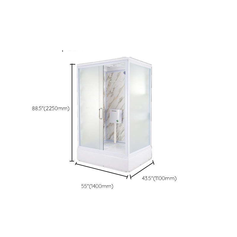 Tempered Glass Single Sliding Shower Enclosure White One Piece Frame Shower Enclosure Clearhalo 'Bathroom Remodel & Bathroom Fixtures' 'Home Improvement' 'home_improvement' 'home_improvement_shower_stalls_enclosures' 'Shower Stalls & Enclosures' 'shower_stalls_enclosures' 'Showers & Bathtubs' 6858313
