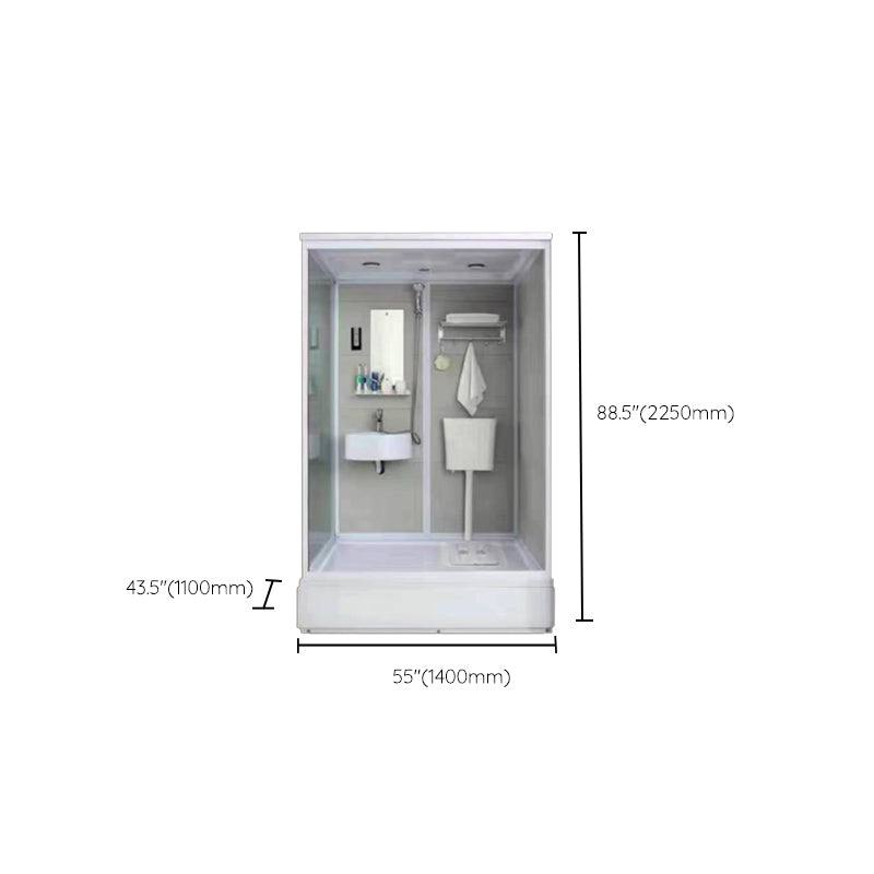 Tempered Glass Single Sliding Shower Enclosure White One Piece Frame Shower Enclosure Clearhalo 'Bathroom Remodel & Bathroom Fixtures' 'Home Improvement' 'home_improvement' 'home_improvement_shower_stalls_enclosures' 'Shower Stalls & Enclosures' 'shower_stalls_enclosures' 'Showers & Bathtubs' 6858314