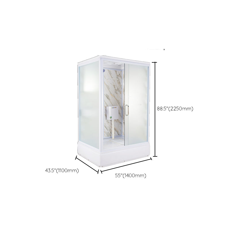 Tempered Glass Single Sliding Shower Enclosure White One Piece Frame Shower Enclosure Clearhalo 'Bathroom Remodel & Bathroom Fixtures' 'Home Improvement' 'home_improvement' 'home_improvement_shower_stalls_enclosures' 'Shower Stalls & Enclosures' 'shower_stalls_enclosures' 'Showers & Bathtubs' 6858315