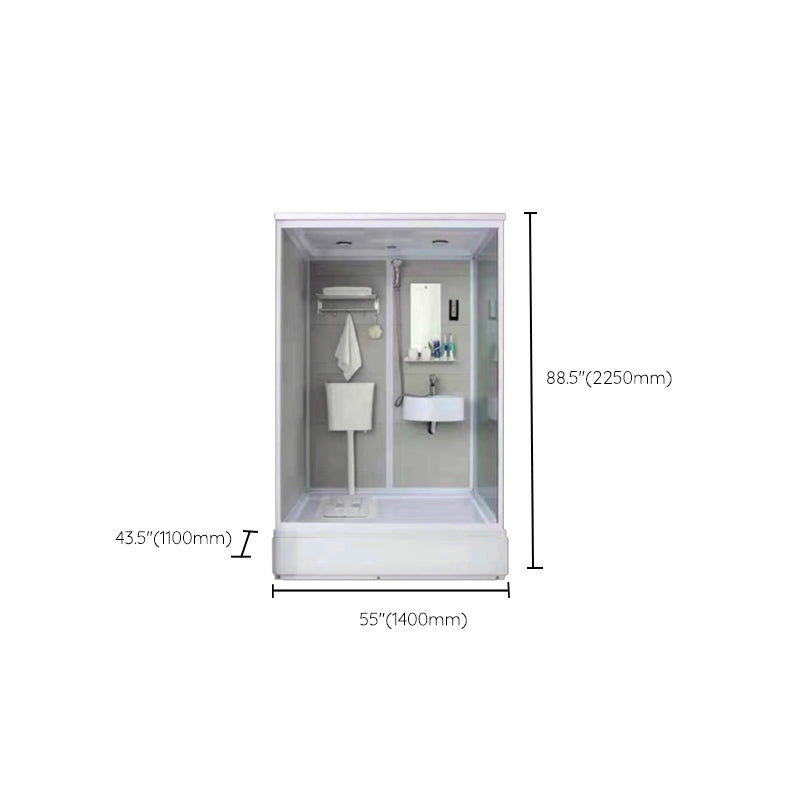 Tempered Glass Single Sliding Shower Enclosure White One Piece Frame Shower Enclosure Clearhalo 'Bathroom Remodel & Bathroom Fixtures' 'Home Improvement' 'home_improvement' 'home_improvement_shower_stalls_enclosures' 'Shower Stalls & Enclosures' 'shower_stalls_enclosures' 'Showers & Bathtubs' 6858316