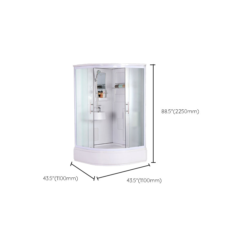 Tempered Glass Single Sliding Shower Enclosure White One Piece Frame Shower Enclosure Clearhalo 'Bathroom Remodel & Bathroom Fixtures' 'Home Improvement' 'home_improvement' 'home_improvement_shower_stalls_enclosures' 'Shower Stalls & Enclosures' 'shower_stalls_enclosures' 'Showers & Bathtubs' 6858317