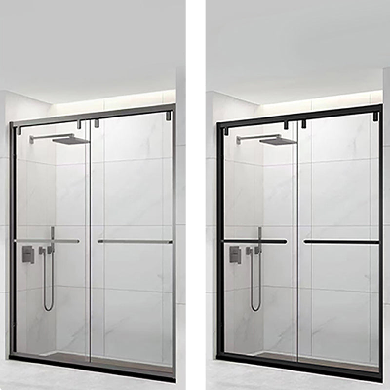 Double Shift Thickened Tempered Glass Shower Door, Semi Frameless Stainless Steel Clearhalo 'Bathroom Remodel & Bathroom Fixtures' 'Home Improvement' 'home_improvement' 'home_improvement_shower_tub_doors' 'Shower and Tub Doors' 'shower_tub_doors' 'Showers & Bathtubs' 6858354