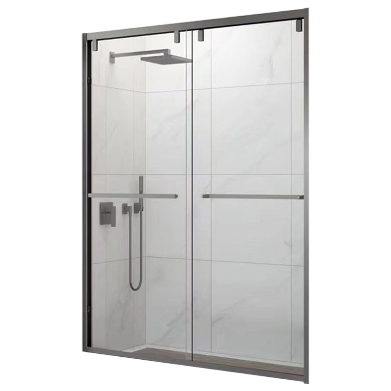 Double Shift Thickened Tempered Glass Shower Door, Semi Frameless Stainless Steel Clearhalo 'Bathroom Remodel & Bathroom Fixtures' 'Home Improvement' 'home_improvement' 'home_improvement_shower_tub_doors' 'Shower and Tub Doors' 'shower_tub_doors' 'Showers & Bathtubs' 6858355