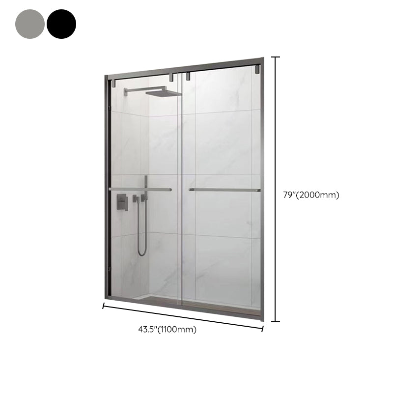 Double Shift Thickened Tempered Glass Shower Door, Semi Frameless Stainless Steel Clearhalo 'Bathroom Remodel & Bathroom Fixtures' 'Home Improvement' 'home_improvement' 'home_improvement_shower_tub_doors' 'Shower and Tub Doors' 'shower_tub_doors' 'Showers & Bathtubs' 6858361