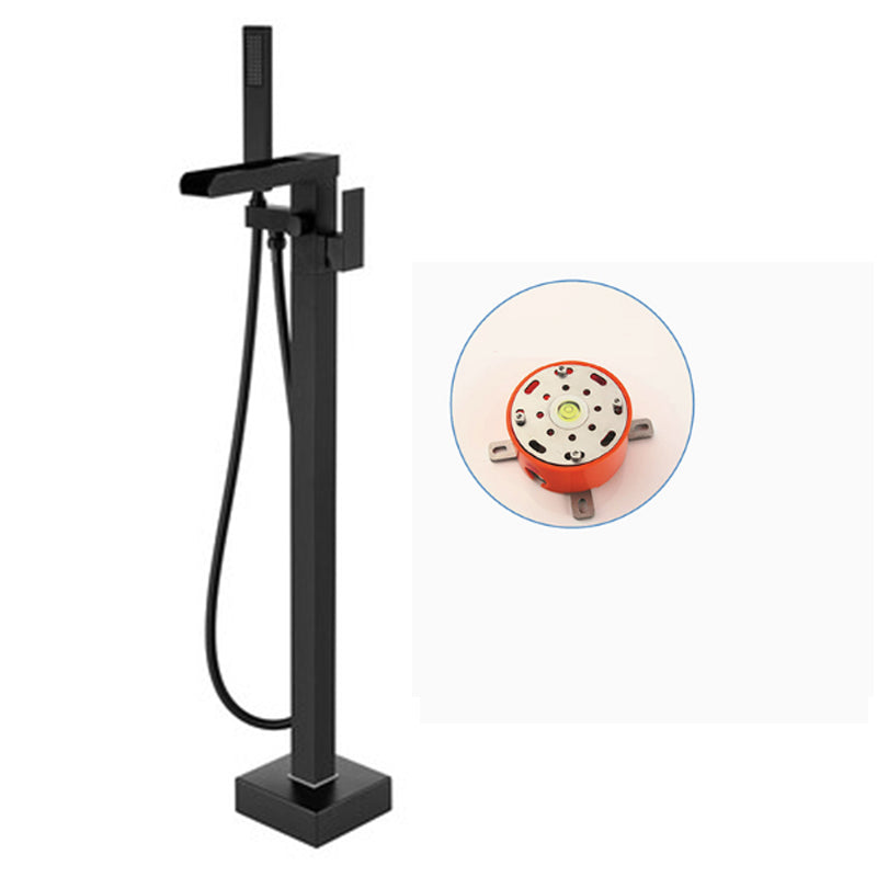 Modern Bathroom Faucet Floor Standing Handheld Shower Head Faucet Black Concealed Installation Clearhalo 'Bathroom Remodel & Bathroom Fixtures' 'Bathtub Faucets' 'bathtub_faucets' 'Home Improvement' 'home_improvement' 'home_improvement_bathtub_faucets' 6859042