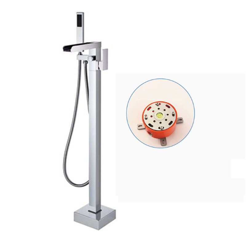 Modern Bathroom Faucet Floor Standing Handheld Shower Head Faucet Silver Concealed Installation Clearhalo 'Bathroom Remodel & Bathroom Fixtures' 'Bathtub Faucets' 'bathtub_faucets' 'Home Improvement' 'home_improvement' 'home_improvement_bathtub_faucets' 6859052