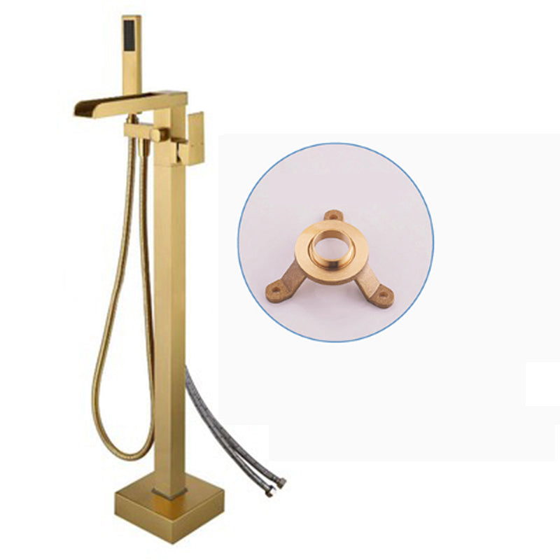 Modern Bathroom Faucet Floor Standing Handheld Shower Head Faucet Gold Wall Clearhalo 'Bathroom Remodel & Bathroom Fixtures' 'Bathtub Faucets' 'bathtub_faucets' 'Home Improvement' 'home_improvement' 'home_improvement_bathtub_faucets' 6859054