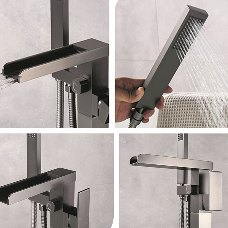 Modern Bathroom Faucet Floor Standing Handheld Shower Head Faucet Clearhalo 'Bathroom Remodel & Bathroom Fixtures' 'Bathtub Faucets' 'bathtub_faucets' 'Home Improvement' 'home_improvement' 'home_improvement_bathtub_faucets' 6859055