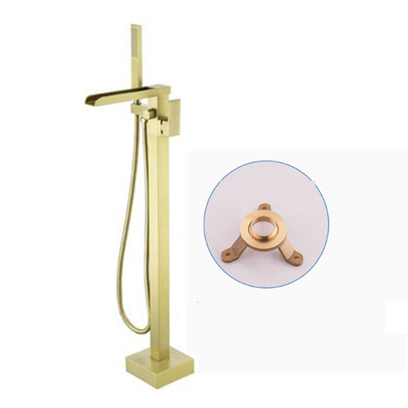 Modern Bathroom Faucet Floor Standing Handheld Shower Head Faucet Gold Ground Clearhalo 'Bathroom Remodel & Bathroom Fixtures' 'Bathtub Faucets' 'bathtub_faucets' 'Home Improvement' 'home_improvement' 'home_improvement_bathtub_faucets' 6859056