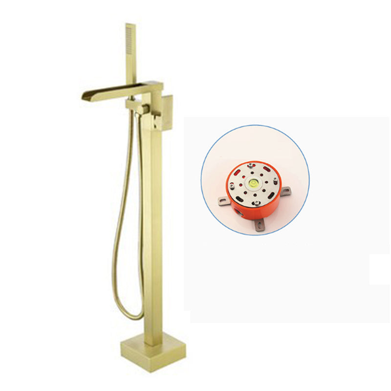 Modern Bathroom Faucet Floor Standing Handheld Shower Head Faucet Gold Concealed Installation Clearhalo 'Bathroom Remodel & Bathroom Fixtures' 'Bathtub Faucets' 'bathtub_faucets' 'Home Improvement' 'home_improvement' 'home_improvement_bathtub_faucets' 6859057