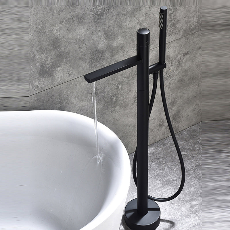 Modern Floor Standing Faucet Handheld Shower Head Bathtub Faucet Clearhalo 'Bathroom Remodel & Bathroom Fixtures' 'Bathtub Faucets' 'bathtub_faucets' 'Home Improvement' 'home_improvement' 'home_improvement_bathtub_faucets' 6859064