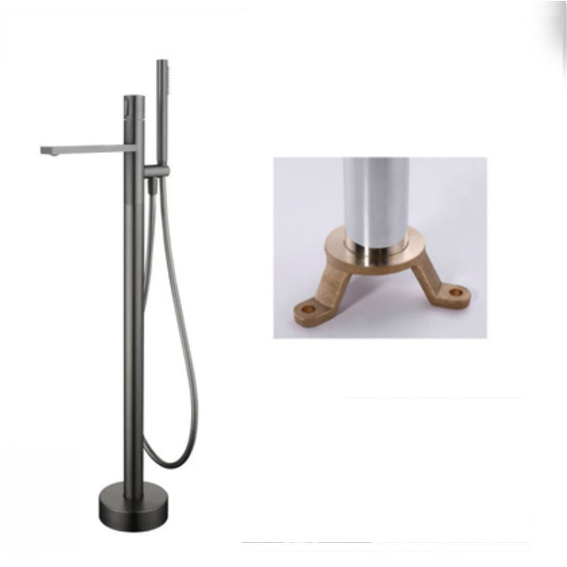 Modern Floor Standing Faucet Handheld Shower Head Bathtub Faucet Grey Ground Clearhalo 'Bathroom Remodel & Bathroom Fixtures' 'Bathtub Faucets' 'bathtub_faucets' 'Home Improvement' 'home_improvement' 'home_improvement_bathtub_faucets' 6859067