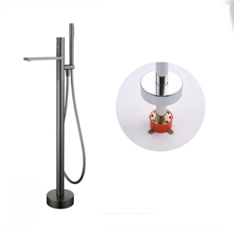 Modern Floor Standing Faucet Handheld Shower Head Bathtub Faucet Grey Concealed Installation Clearhalo 'Bathroom Remodel & Bathroom Fixtures' 'Bathtub Faucets' 'bathtub_faucets' 'Home Improvement' 'home_improvement' 'home_improvement_bathtub_faucets' 6859069