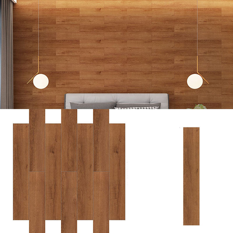 Modern Tin Backsplash Paneling Smooth Wall Ceiling Wood Board Set of 10 Brown 36"L x 6"W Clearhalo 'Flooring 'Home Improvement' 'home_improvement' 'home_improvement_wall_paneling' 'Wall Paneling' 'wall_paneling' 'Walls & Ceilings' Walls and Ceiling' 6859121