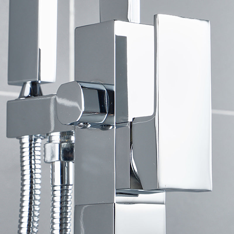 Contemporary Freestanding Tub Filler Brass Tub Filler with Hand-shower Clearhalo 'Bathroom Remodel & Bathroom Fixtures' 'Bathtub Faucets' 'bathtub_faucets' 'Home Improvement' 'home_improvement' 'home_improvement_bathtub_faucets' 6859258