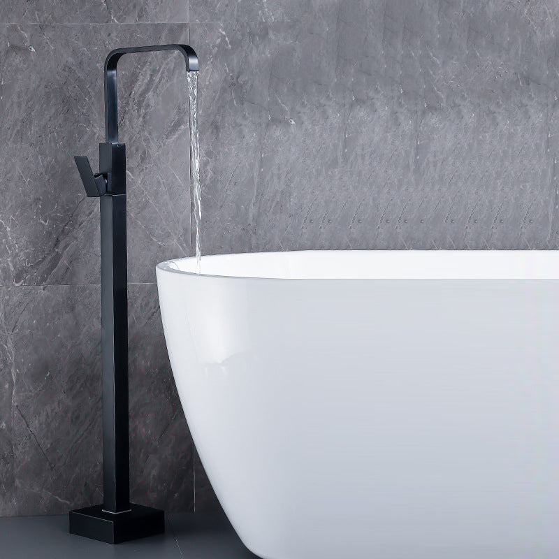 Contemporary Freestanding Tub Filler Brass Tub Filler with Hand-shower Black Hand Shower Not Included Wall Clearhalo 'Bathroom Remodel & Bathroom Fixtures' 'Bathtub Faucets' 'bathtub_faucets' 'Home Improvement' 'home_improvement' 'home_improvement_bathtub_faucets' 6859260