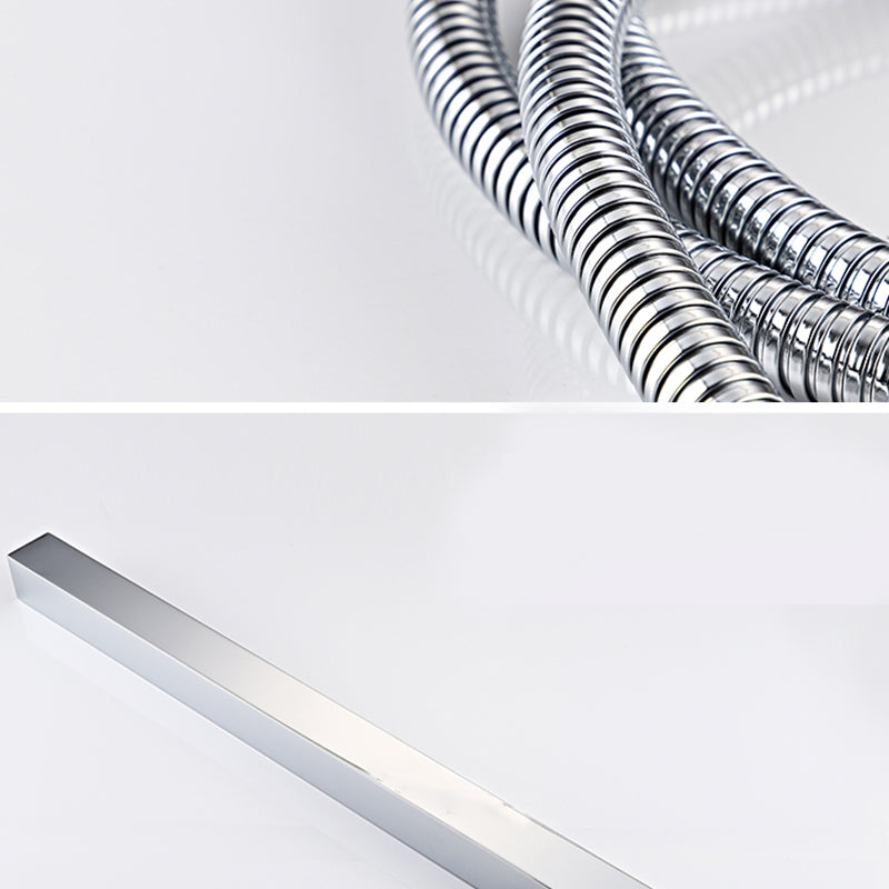 Contemporary Freestanding Tub Filler Brass Tub Filler with Hand-shower Clearhalo 'Bathroom Remodel & Bathroom Fixtures' 'Bathtub Faucets' 'bathtub_faucets' 'Home Improvement' 'home_improvement' 'home_improvement_bathtub_faucets' 6859265