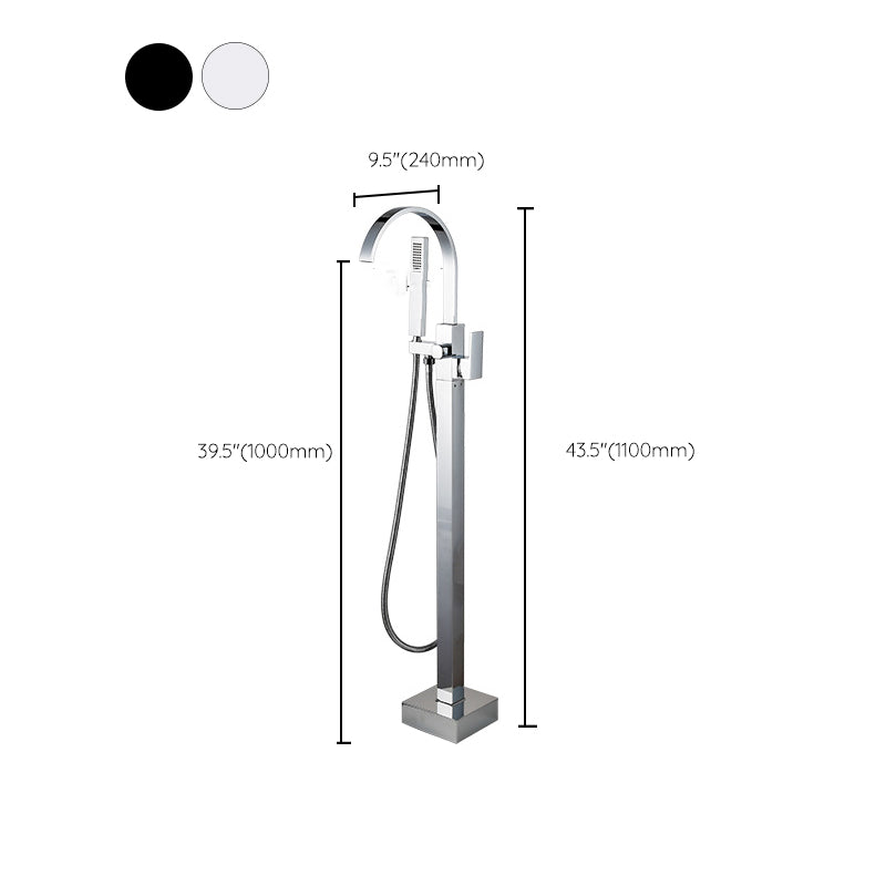Contemporary Freestanding Tub Filler Brass Tub Filler with Hand-shower Clearhalo 'Bathroom Remodel & Bathroom Fixtures' 'Bathtub Faucets' 'bathtub_faucets' 'Home Improvement' 'home_improvement' 'home_improvement_bathtub_faucets' 6859269