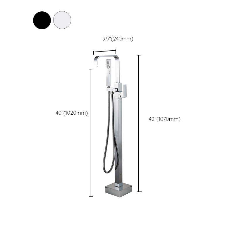 Contemporary Freestanding Tub Filler Brass Tub Filler with Hand-shower Clearhalo 'Bathroom Remodel & Bathroom Fixtures' 'Bathtub Faucets' 'bathtub_faucets' 'Home Improvement' 'home_improvement' 'home_improvement_bathtub_faucets' 6859270